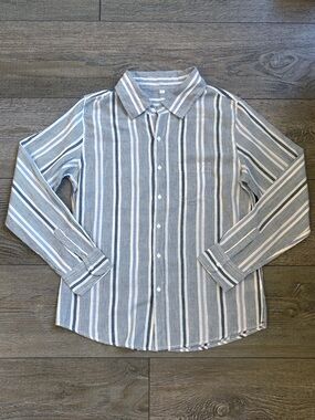 NWOT Sundry Blue & White Vertical Stripe Button-down Cotton Long Sleeve Shirt